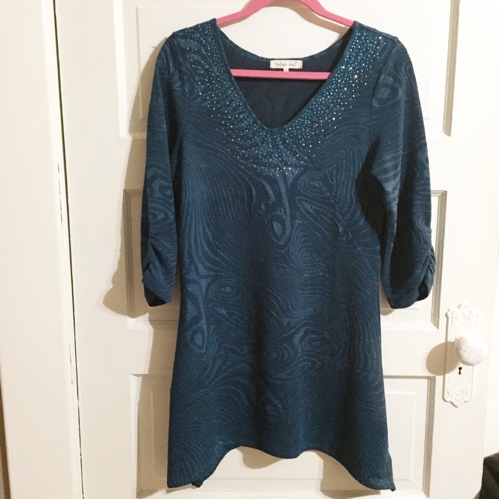 Indigo Soul Lightweight Teal Embellished Dress - S